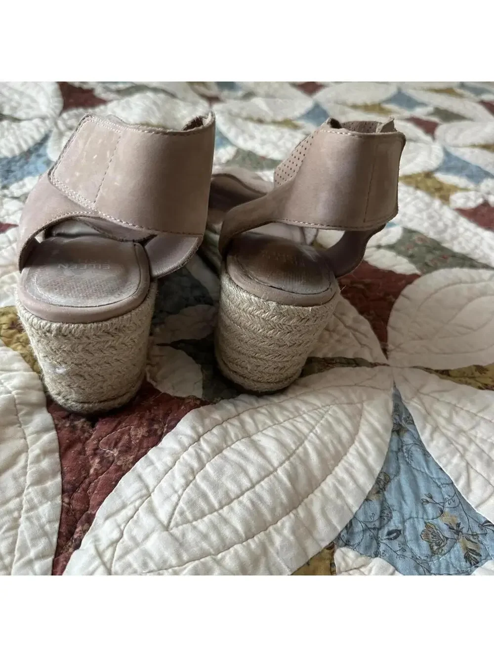 Eileen Fisher Willow wedge sandals nude summer formal Size US 7